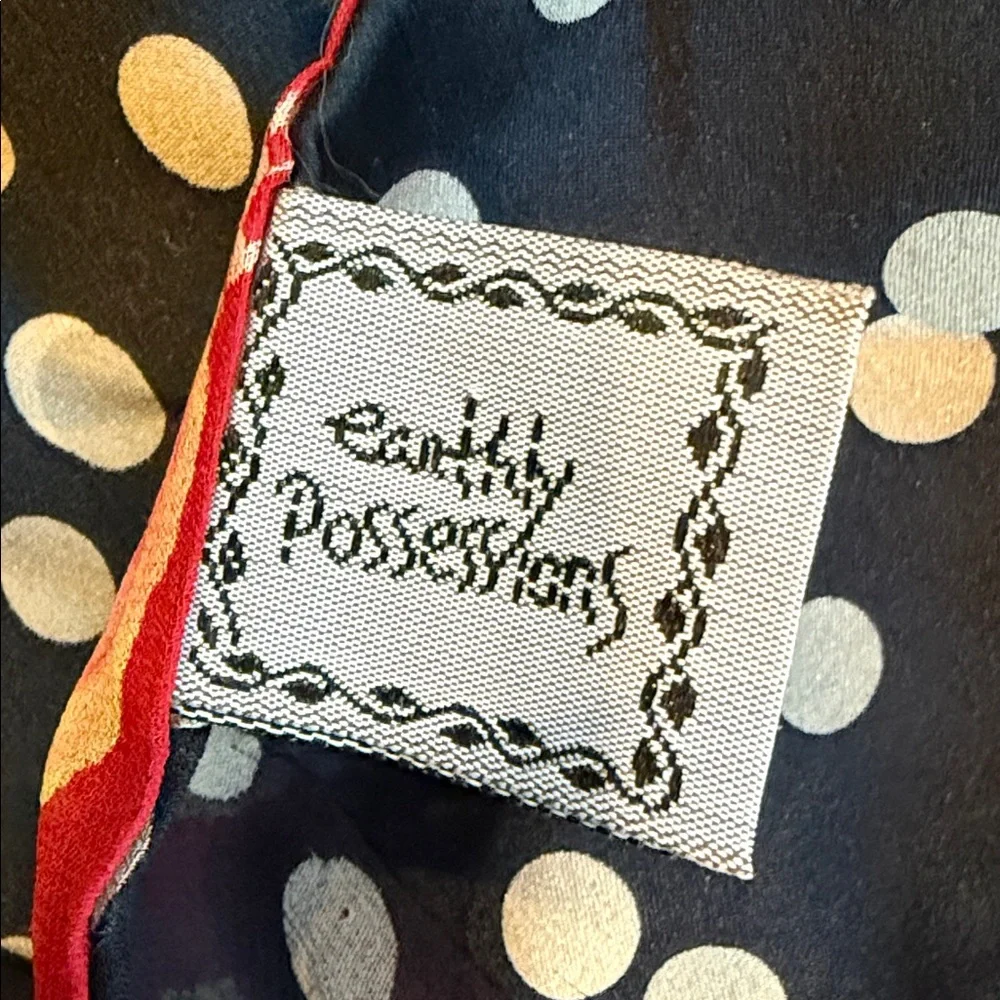 Handmade Long Silk Scarf by Earthly Possessions- Black w/ Dots & Red w/ Roses